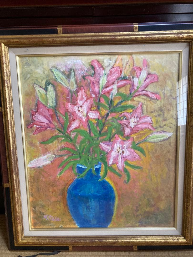 nam　油彩画 アネモネと百合F10 2点　額装無し