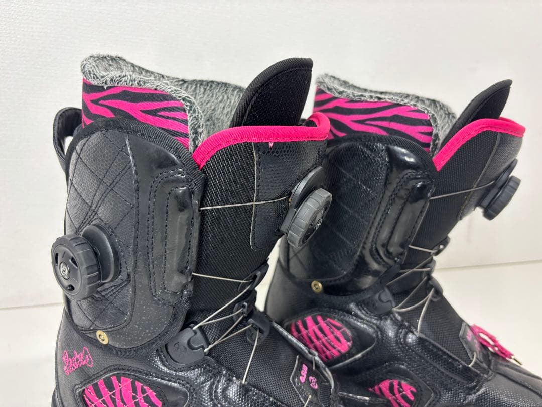 SUB スノーボードブーツ ダブルBOA ブラック ピンク ゼブラ 23.5cm