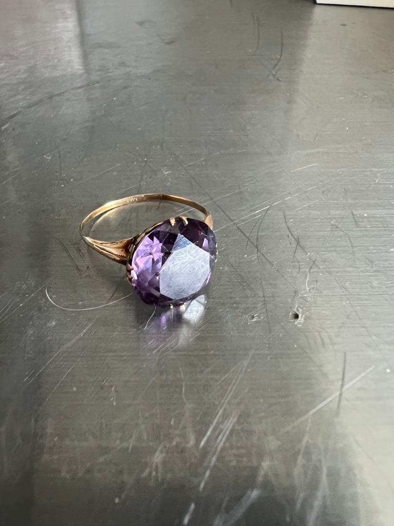 k18 リング　アメジスト 楽天市場】大粒 10×8ミリ アメジスト K18ゴールド リング・ミラ 18K