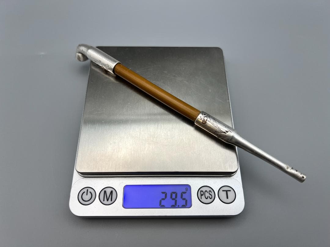 銀製 煙管 キセル 梅図 銀細工 アンティーク 重量約29g