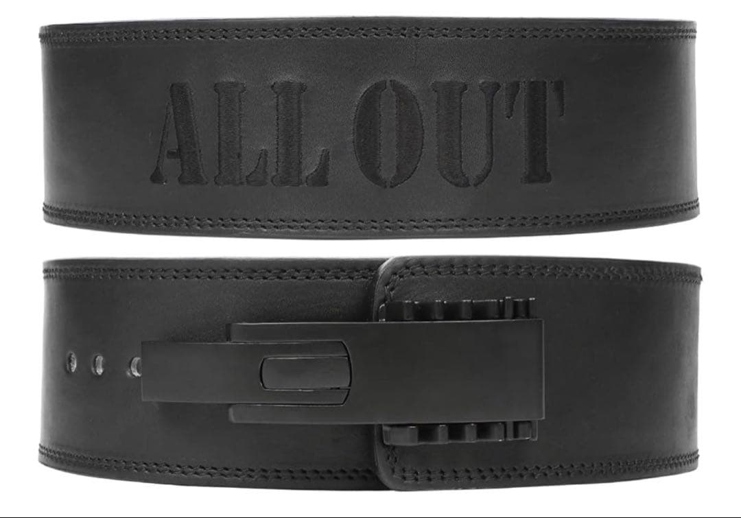 ALLOUT トレーニングベルト 幅10mm 本革 レバーアクションベルト M ALL OUT（オールアウト） ALLOUT IFBB PRO監修 レバーアクションベルト