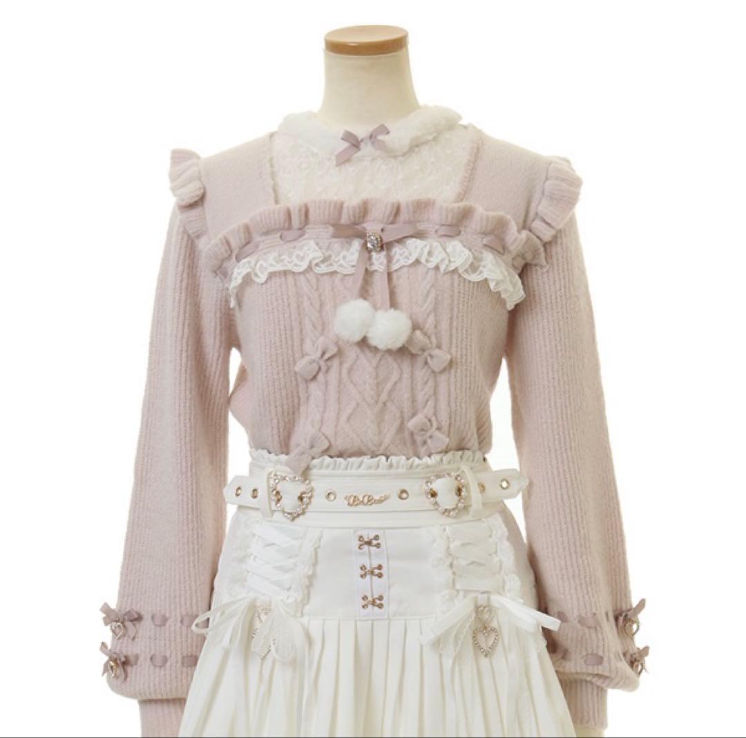 LIZLISA リズリサ モヘアタッチポンポンニットトップス ピンク - メルカリ