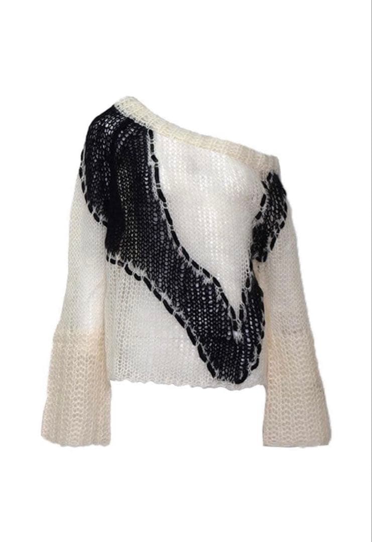 トップス theredthread S big symbol knit white THEREDTHREAD / ザレッドスレッド】S big symbol knit