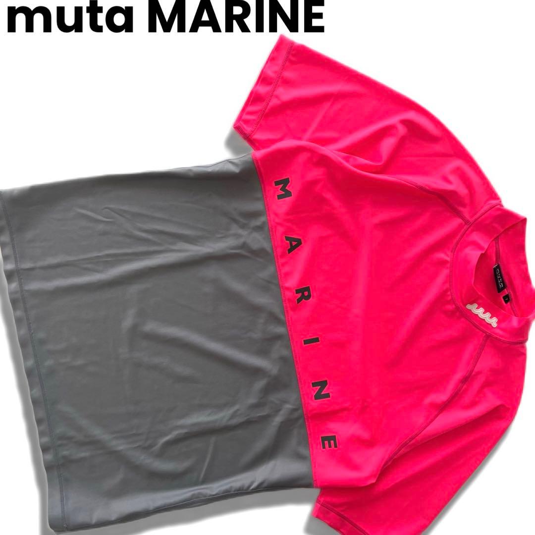 muta MARINE ムータマリン　バイカラー　ハイネック　半袖シャツ　ロゴ muta MARINE ムータマリン バイカラー ハイネック 半袖シャツ ロゴ