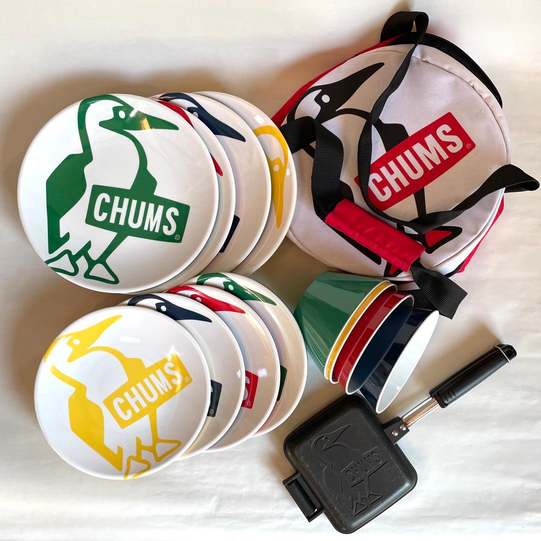 CHUMS・チャムス ・メラミンディッシュセット・ホットサンドメーカーをセットで CHUMS（チャムス） メラミン ディッシュセット 収納ケース付き