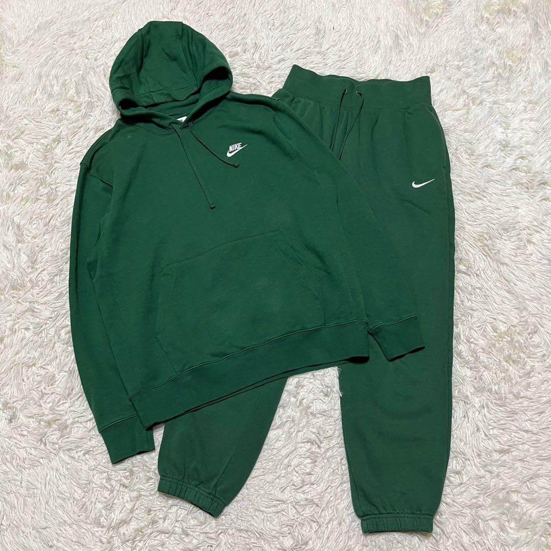 希少 NIKE グリーン ロゴ パーカー スウェット パンツ セットアップ