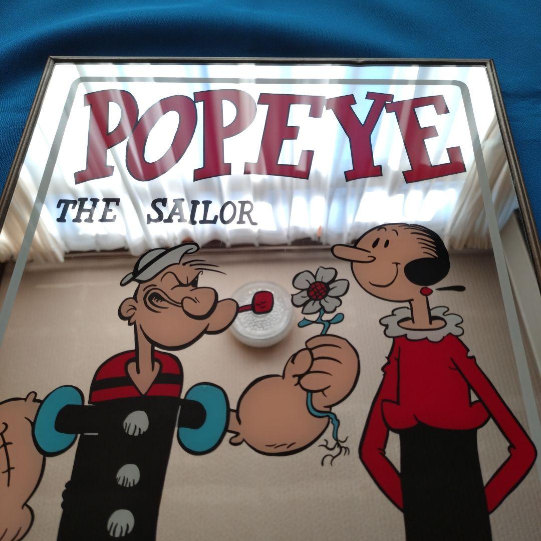 ポパイパブミラー POPEYEポ パイ鏡 アンティークミラー ヴィンテージ鏡