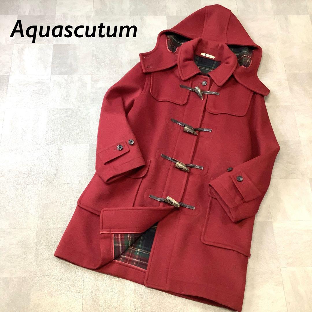 Aquascutum ウール ダッフル コート レッド Aquascutum ウール ダッフル コート レッド - メルカリ