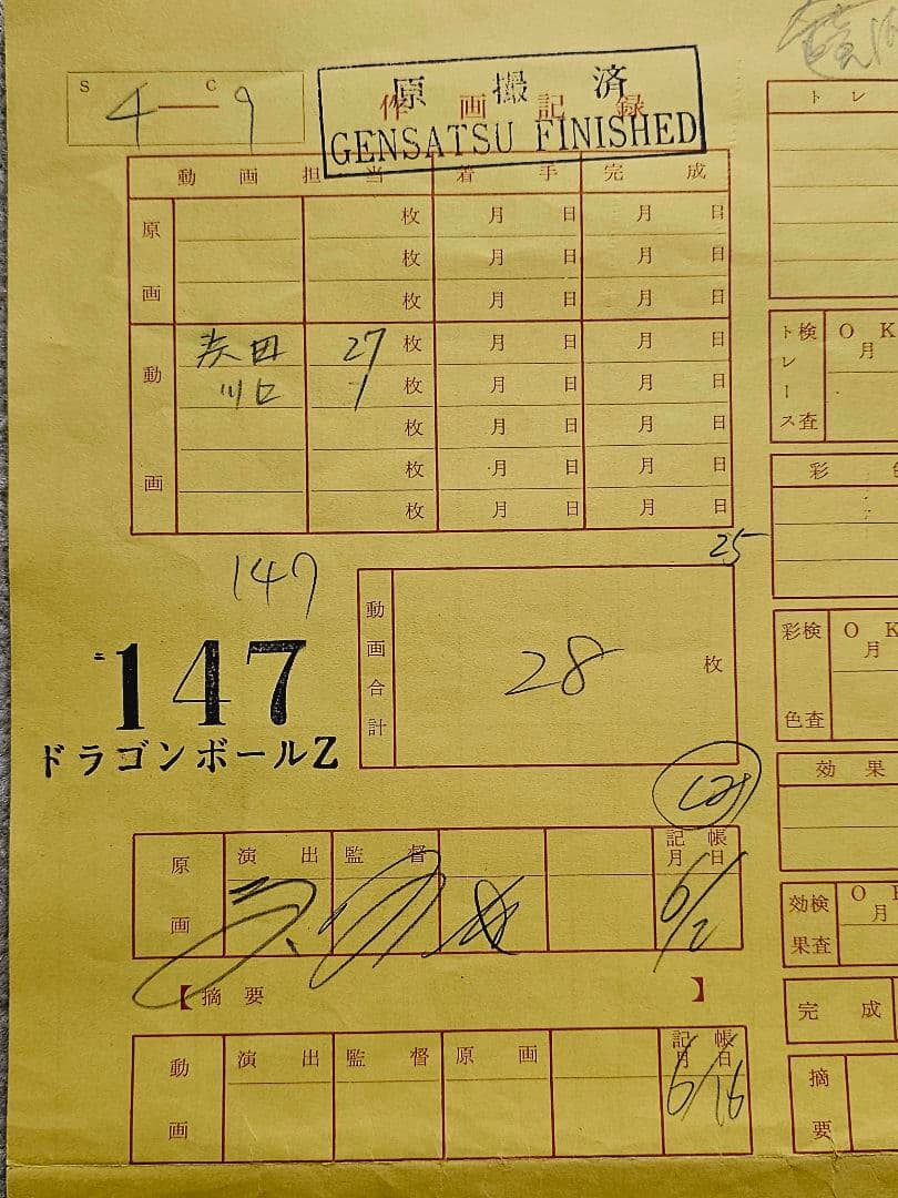 【セル画】③　ドラコンボールＺ　悟空　動画、撮影記録有り