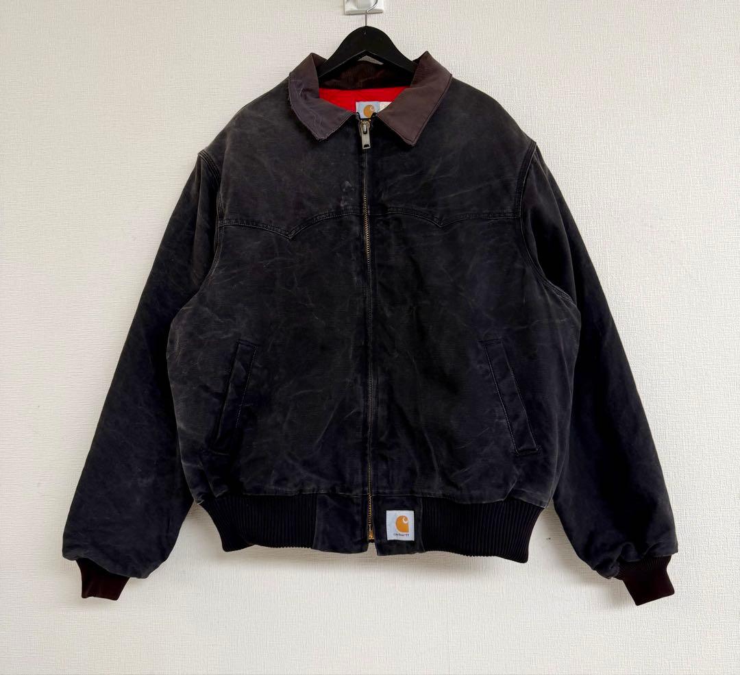 超超スペシャル 80s カーハート サンタフェジャケット ブラック XXL 黒 80s 90s USA製 Carhartt カーハート サンタフェジャケット ブラック 神