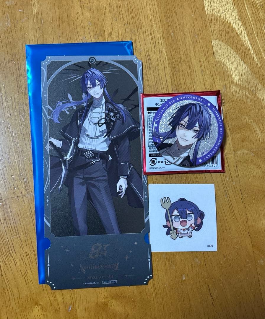 にじさんじ8周年 長尾景セット 缶バッチ、ランダムステッカー、特典