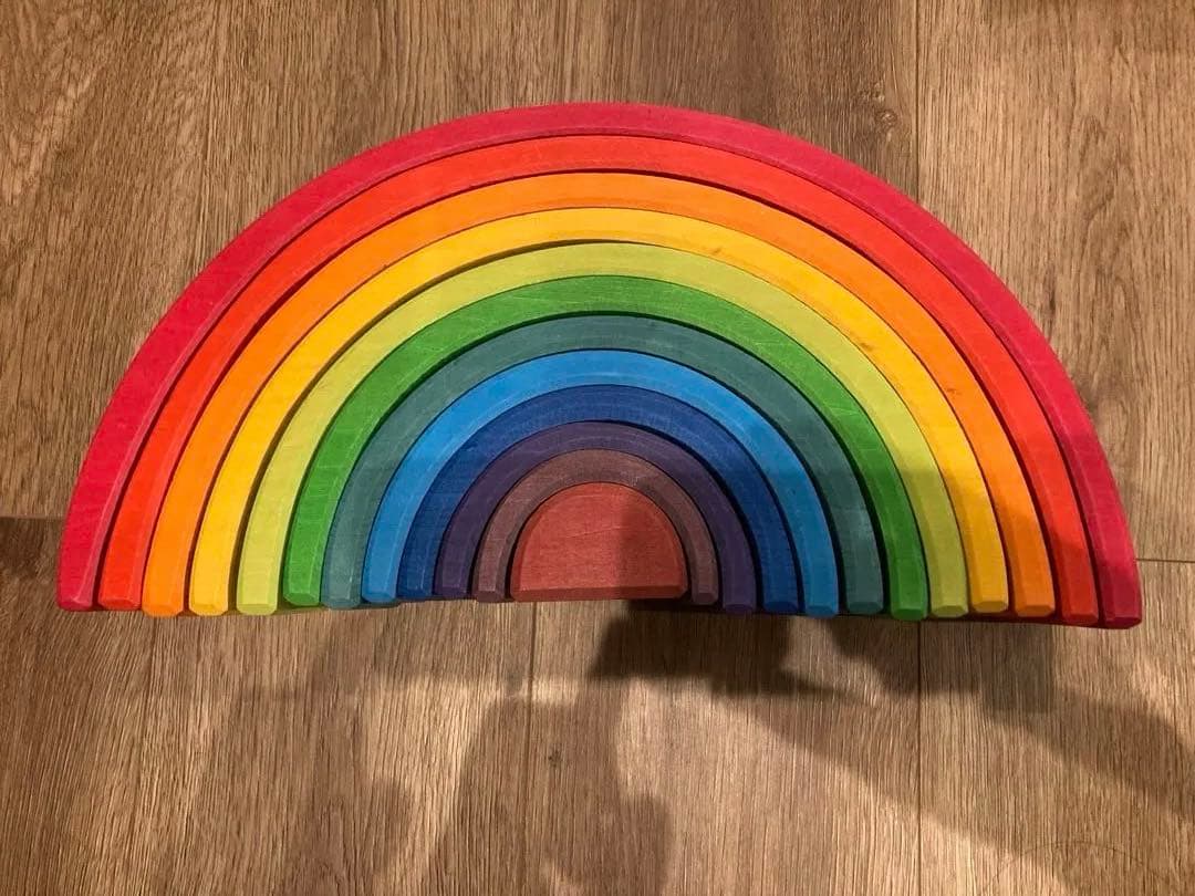 Grimm's 半円セット Grimm's Spiel & Holz Design グリムス社］半円盤 レインボー 11P - 木