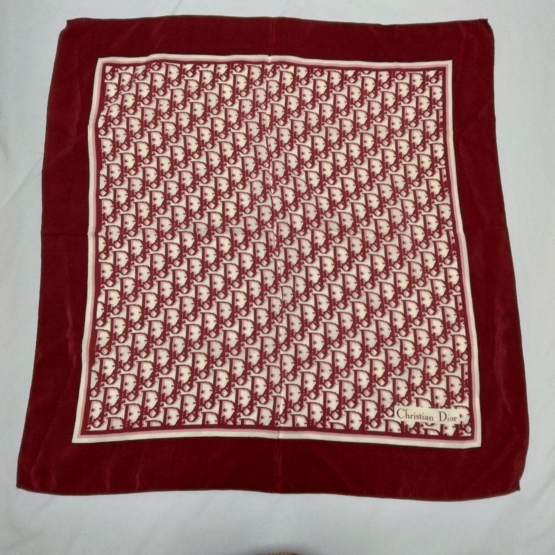 Dior ディオール シルクスカーフ トロッター柄 バーガンディ ダーク