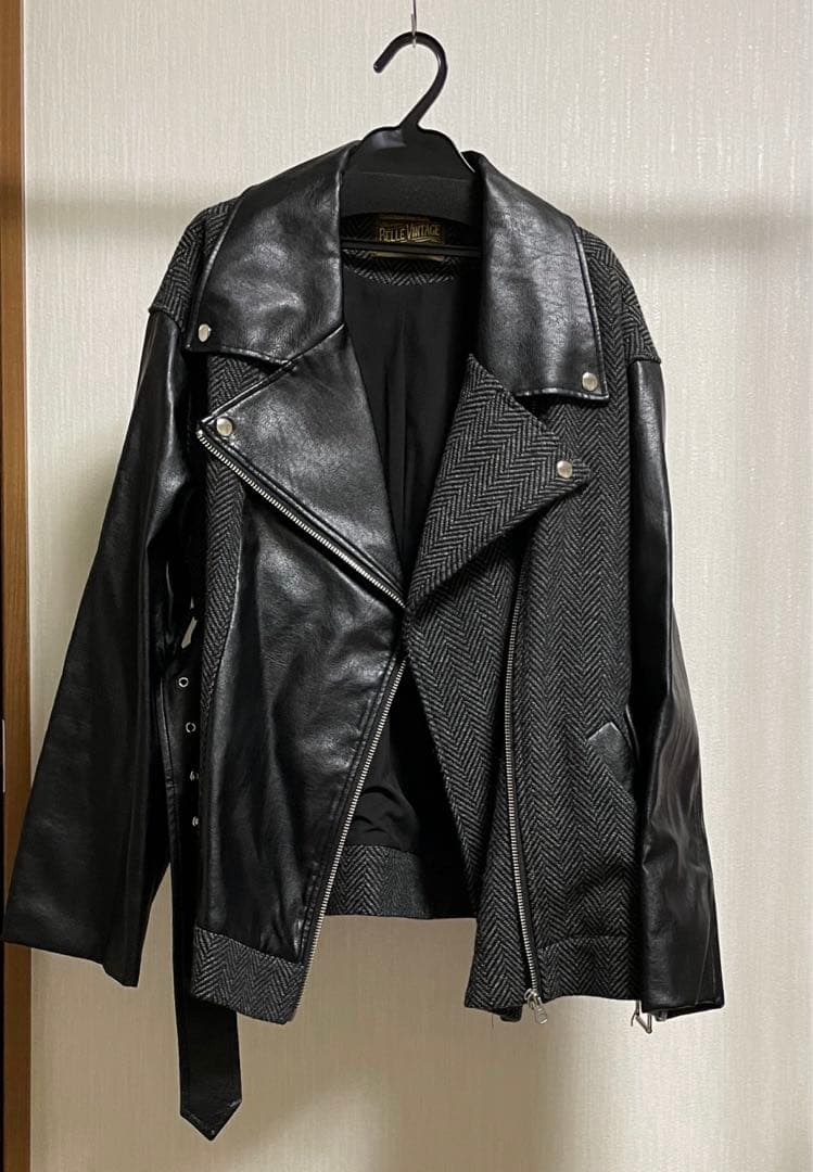 LA BELLE ETUDE 異素材切替ライダースレザージャケット - メルカリ