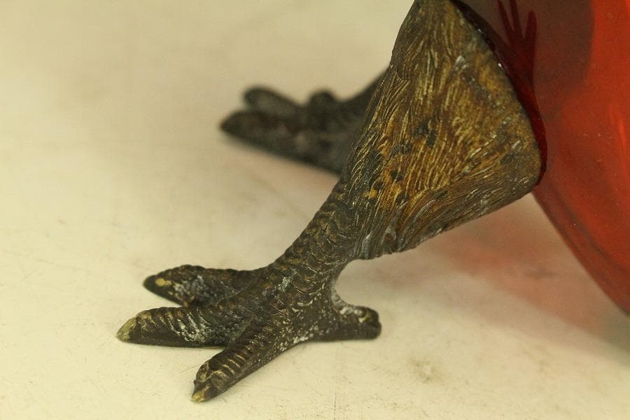 16世紀 フランス 赤ガラス 鷲 酒瓶高23.5cmアンティーク (RC975