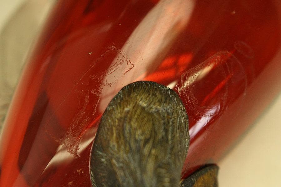 16世紀 フランス 赤ガラス 鷲 酒瓶高23.5cmアンティーク (RC975