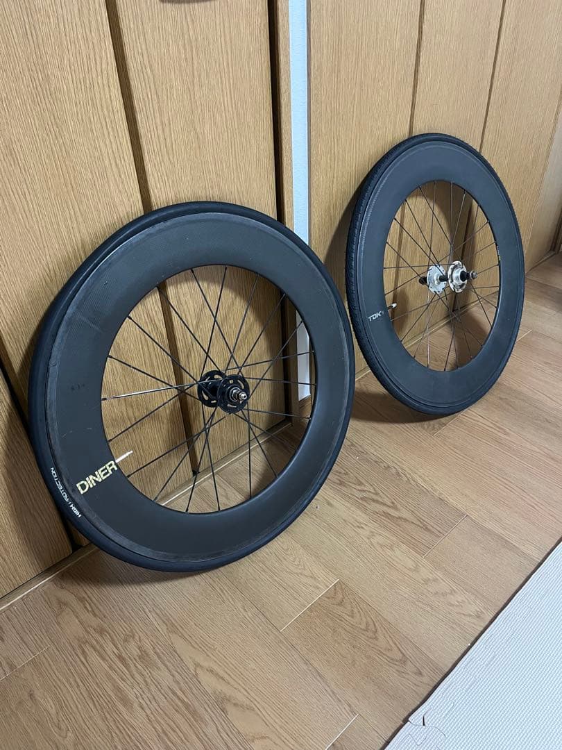 ピストバイク　80mmカーボンホイール　フロントリアセット　セット売り不可 ピストバイク 80mmカーボンホイール フロントリアセット セット売り