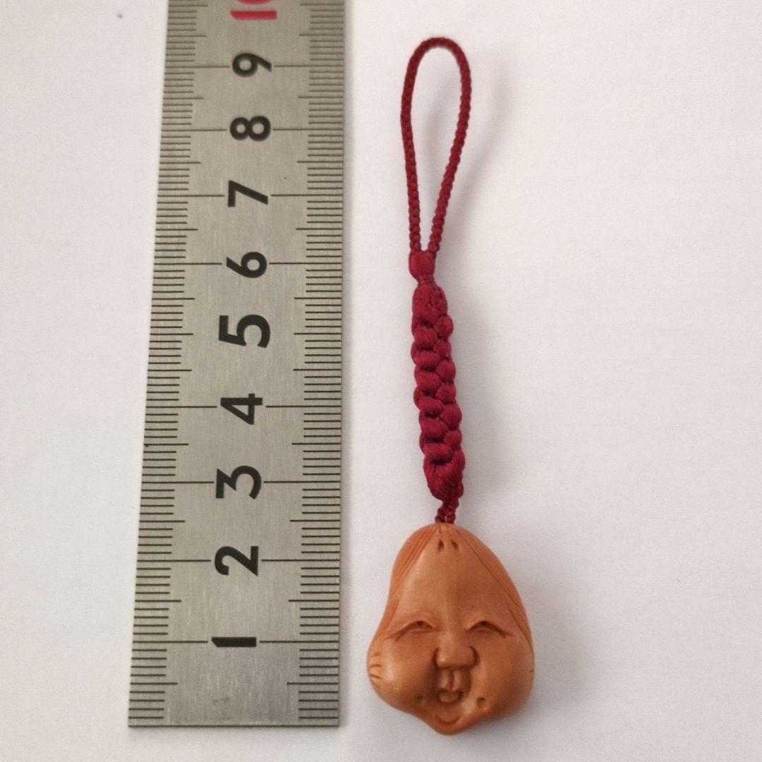 薩摩柘植根付　お福　能面