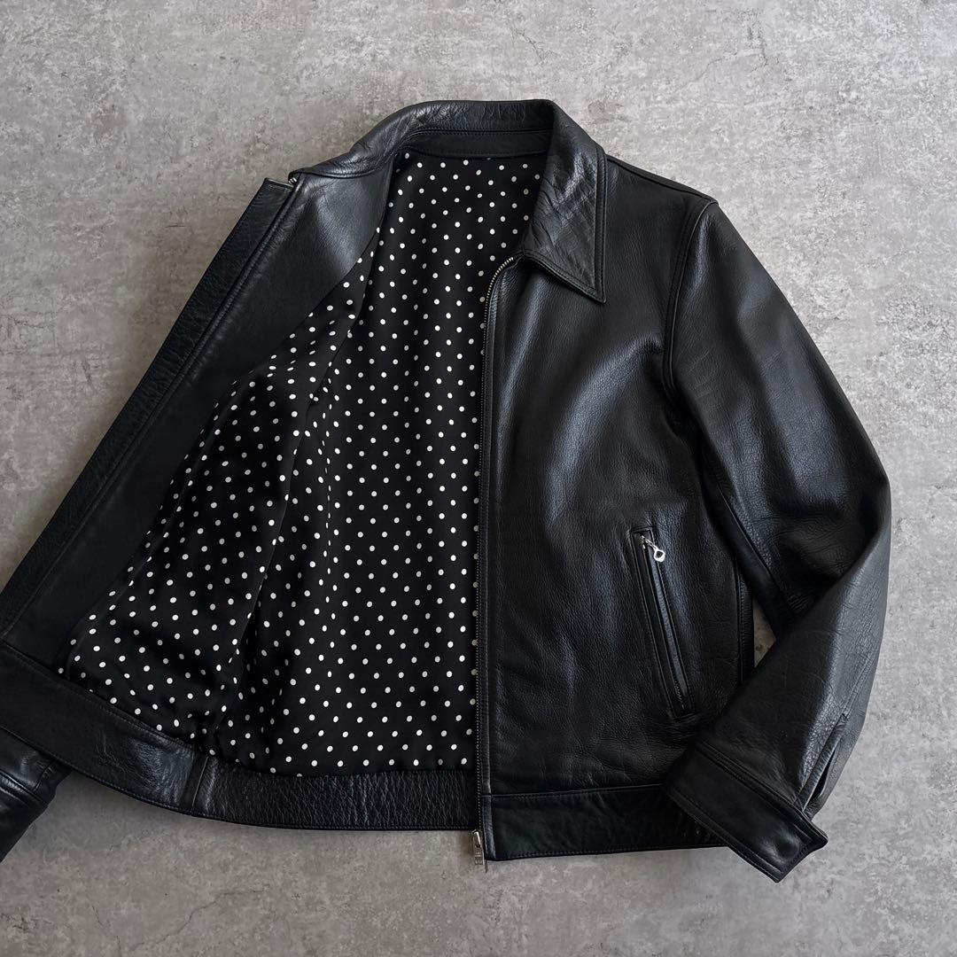 未使用級■WACKO MARIA【M】本革 レザージャケット ドット 総裏 黒 未使用級□WACKO MARIA【M】本革 レザージャケット ドット 総裏 黒