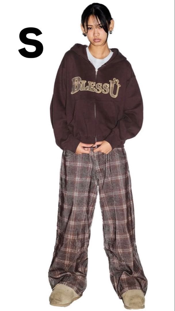 BlessU ブラウン ジップアップパーカー　Sサイズ BlessU ブラウン ジップアップパーカー POP UP限定 - メルカリ