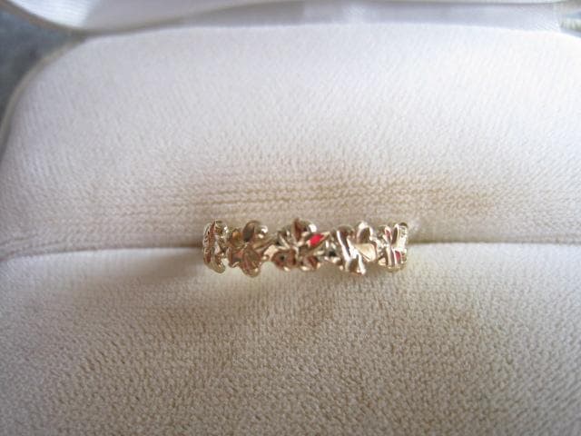 ☆素敵！一連花形 最大幅4.5mm k14金イエローゴールド指輪リング新品！ ALOHA MANA（アロハマナ） ハワイアンジュエリー リング 指輪 メンズ