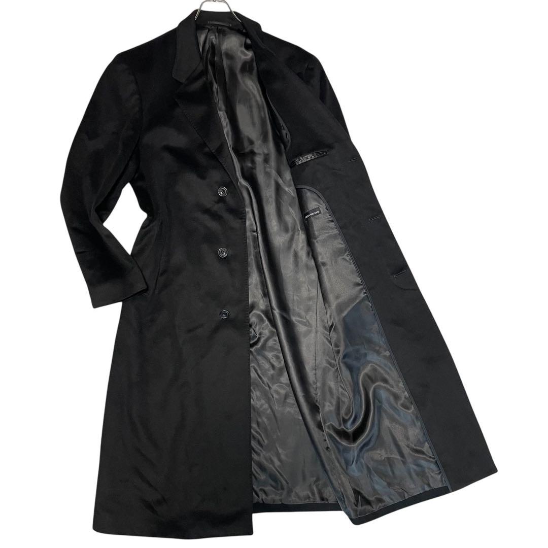 カシミヤ100%×大きいサイズ】極美品 マキシ丈比翼チェスターコート 黒