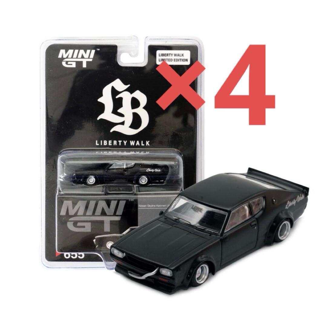 MiNiGT リバティーウォーク　ケンメリ　マットブラック　4台セット MINI GT 1/64 ニッサン スカイライン ケンメリ リバティーウォーク