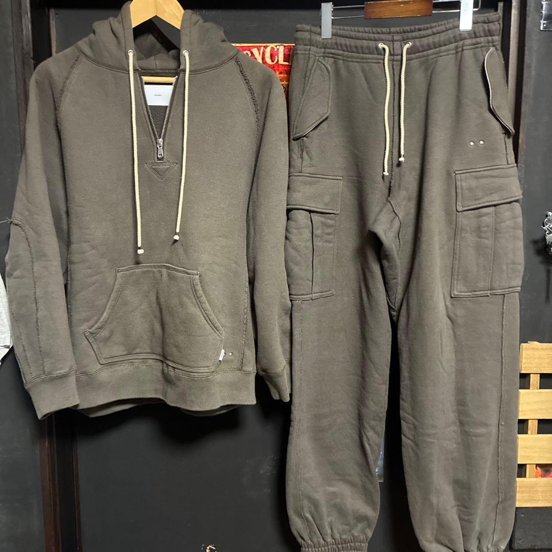 SUGARHILL ダメージ加工　セットアップ　ハーフジップパーカー　ジョガー SUGARHILL(シュガーヒル) 23AW 加工ハーフジッププルオーバーパーカー