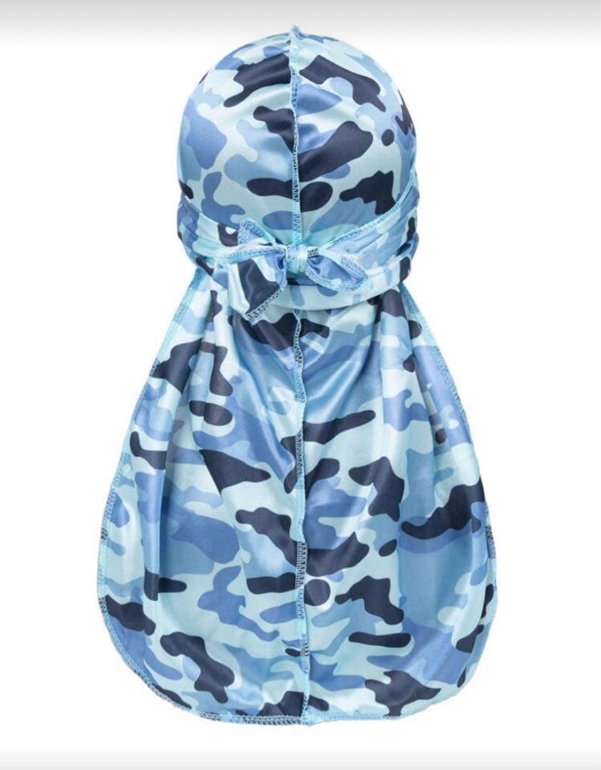 今月限定販売】ドゥーラグ カモ 水色 迷彩 ブラックヘアー レアカラー