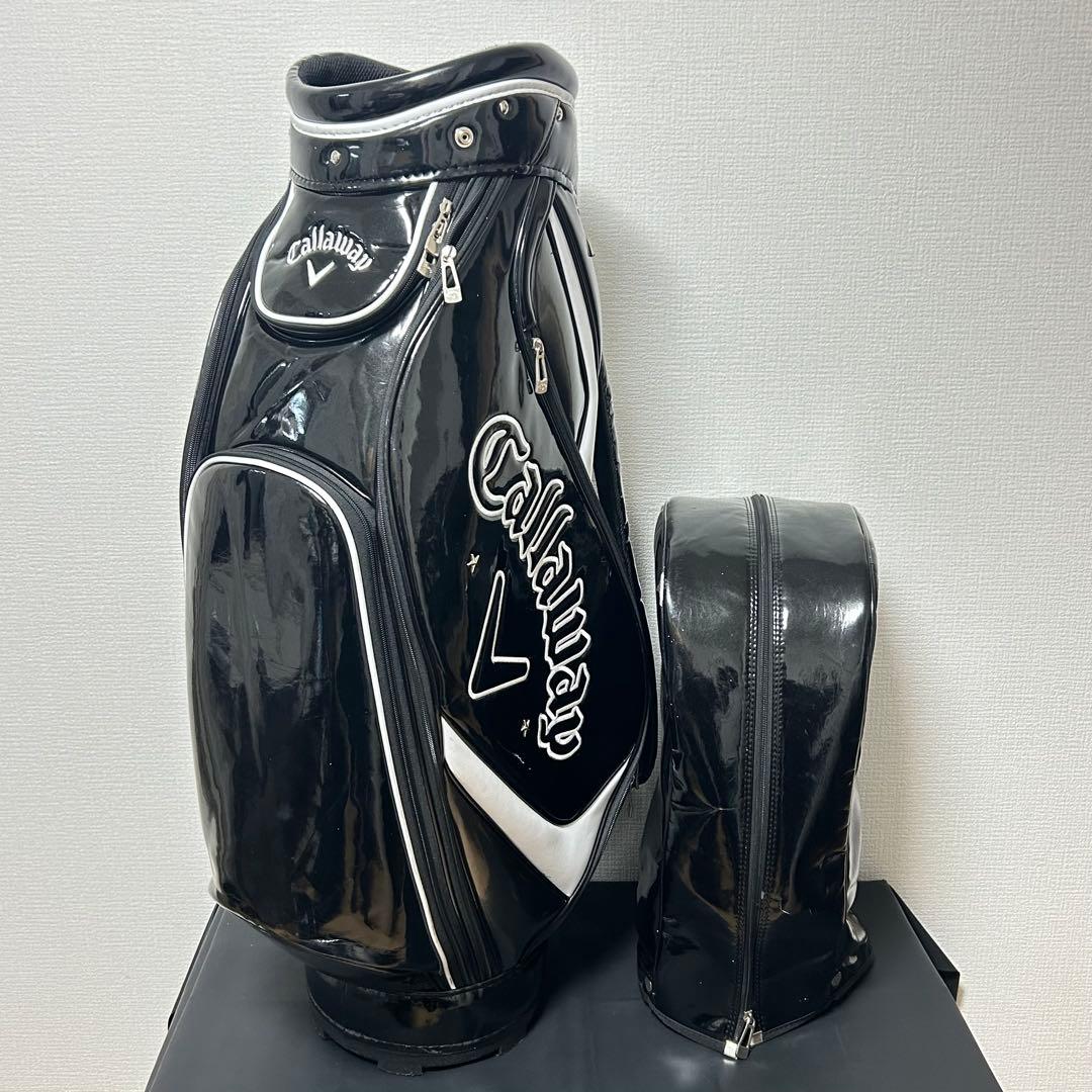 キャロウェイ　キャディバッグ　ブラック×ホワイト　エナメル　9.5型 Callaway（キャロウェイ） キャディバッグ ツアー メンズ カート型 9.5