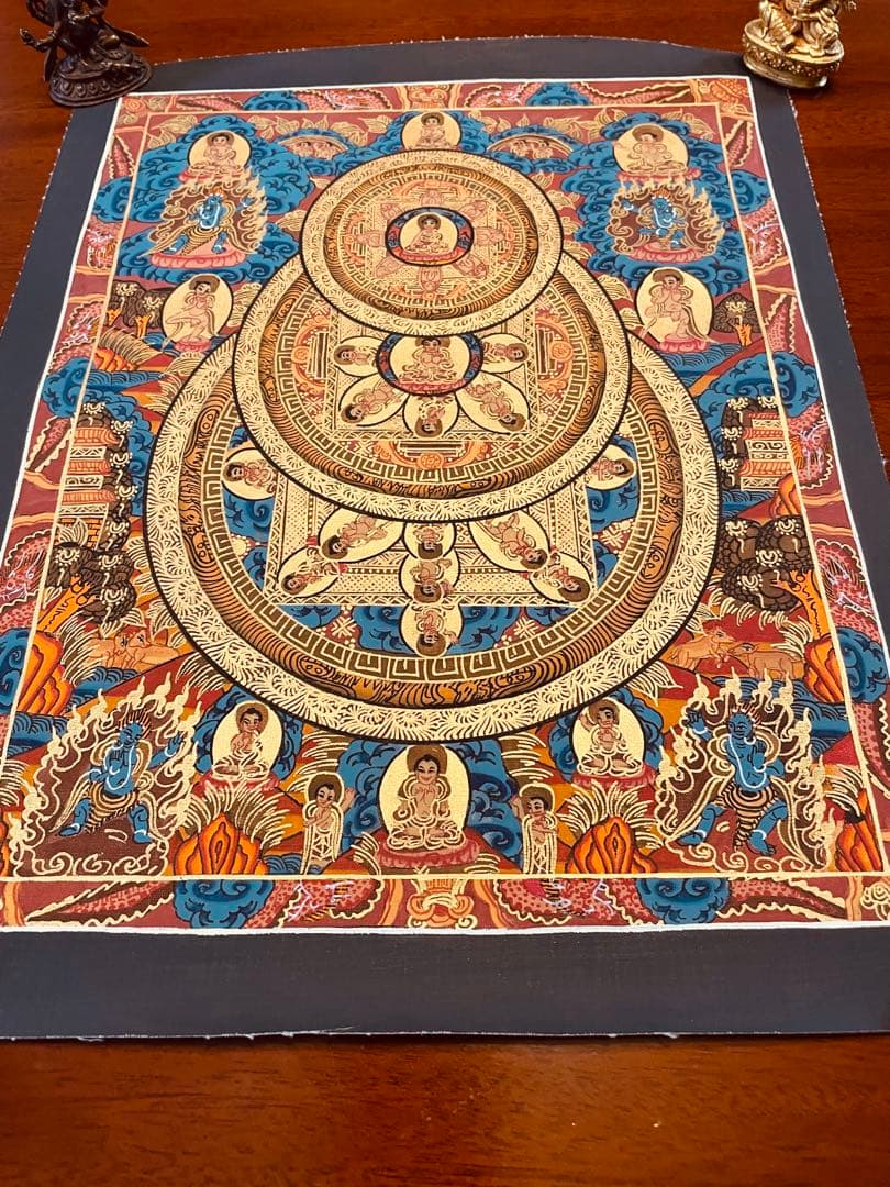 チベット密教 手描き曼荼羅（マンダラ）タンカ【新品・一点物】肉筆画 Ｄ6