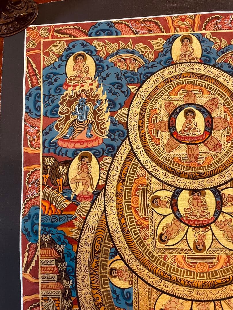 チベット密教 手描き曼荼羅（マンダラ）タンカ【新品・一点物】肉筆画 Ｄ6