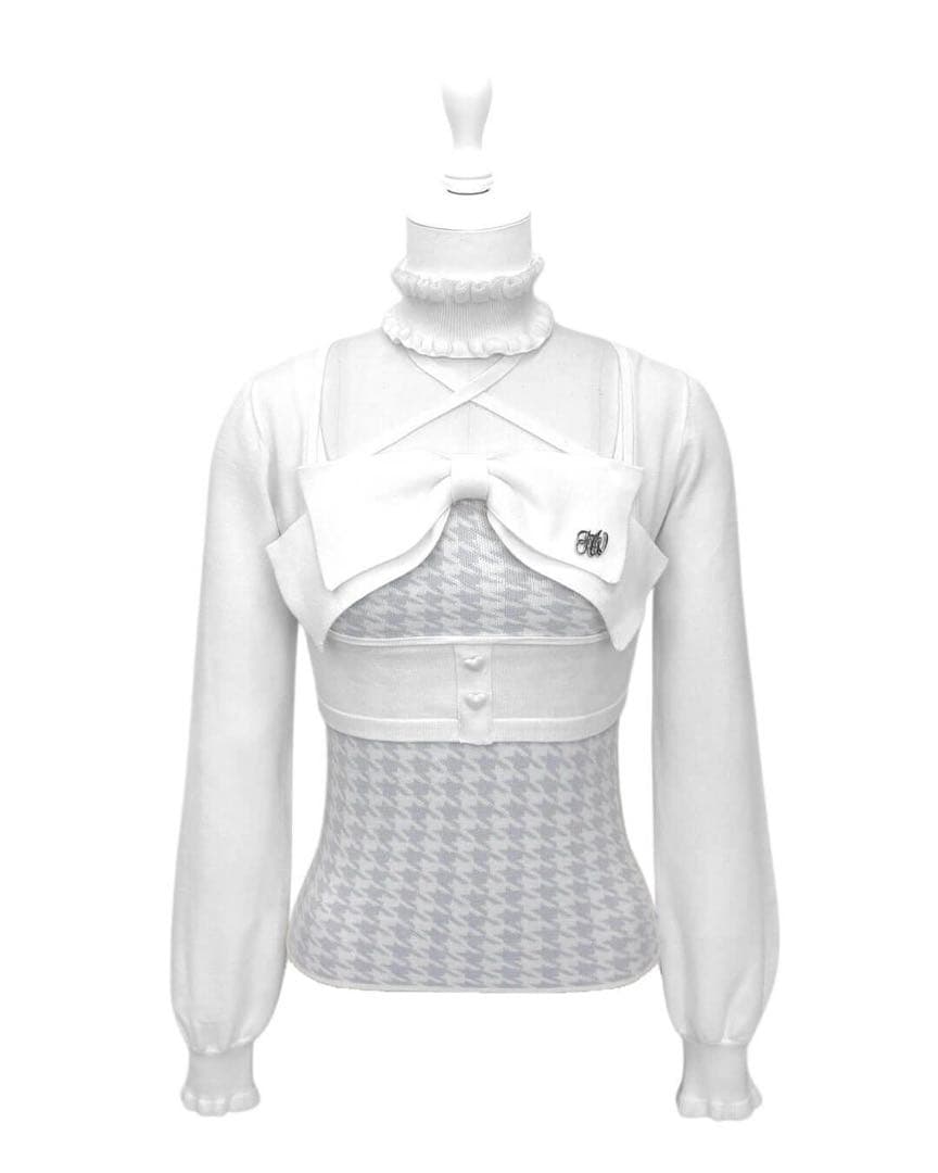 HONEYMEW チョーカー付きビッグリボンアンサンブルトップス