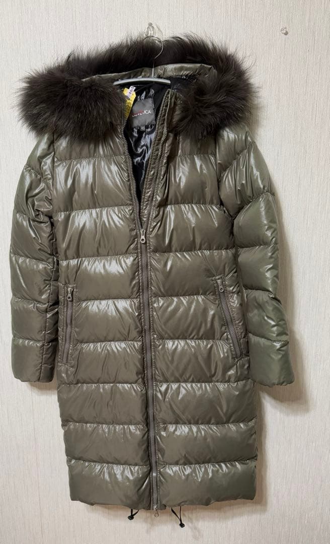 DUVETICA オリーブグリーン ロングコート ダウン リアルファー付き