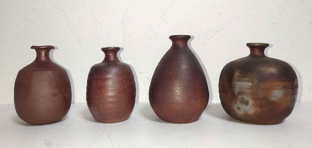 4本】備前焼 徳利 花瓶 一輪挿し 陶器 伝統工芸品 作家 茶道 華道 花器