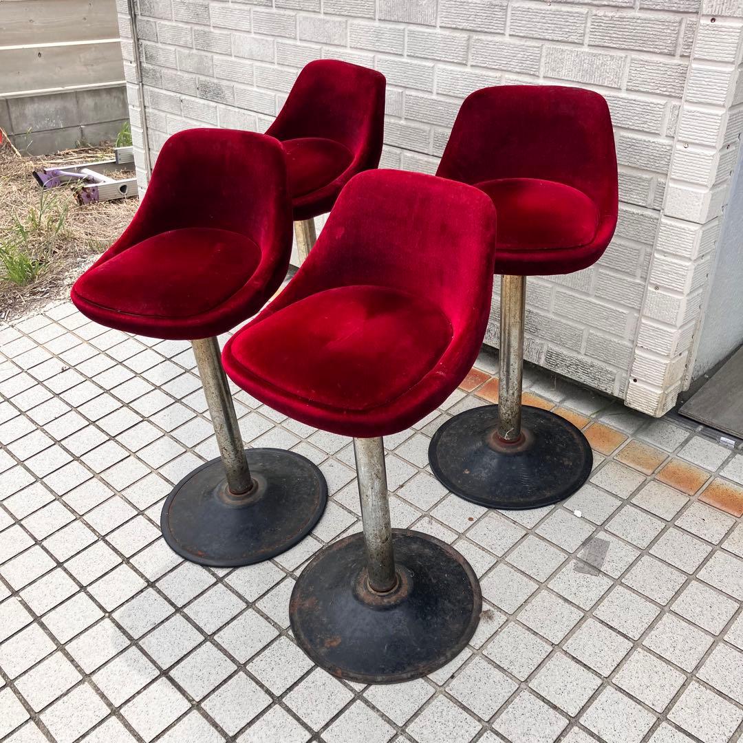 ② 昭和レトロ ミッドセンチュリー ベロアカウンターチェア バーチェア