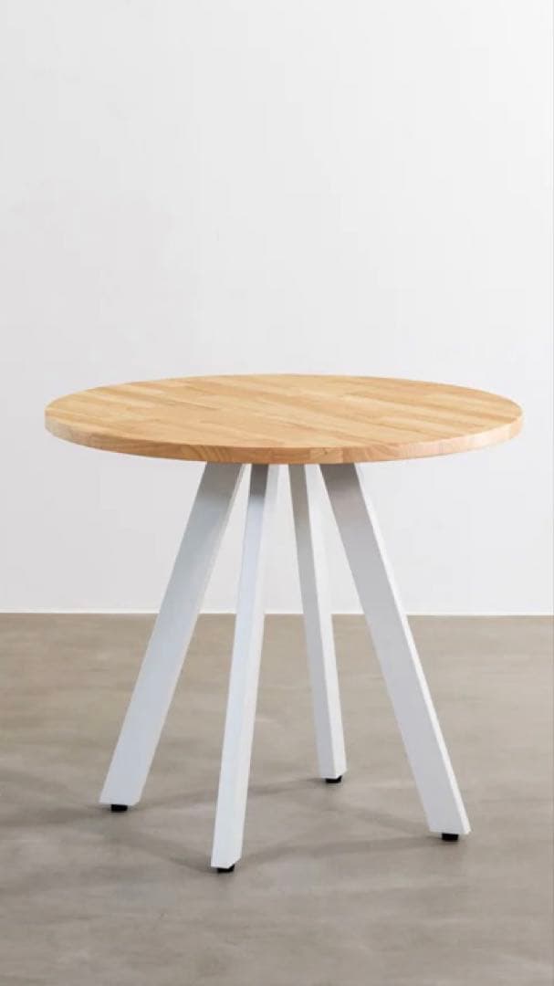 THE CAFE TABLEラバーウッド70cm面取り加工 Kanademono THE CAFE TABLE / ラバーウッド White Steel カフェX × スクエア 70