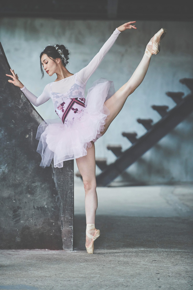 stina / type L long ribbon/brown pink×light pink