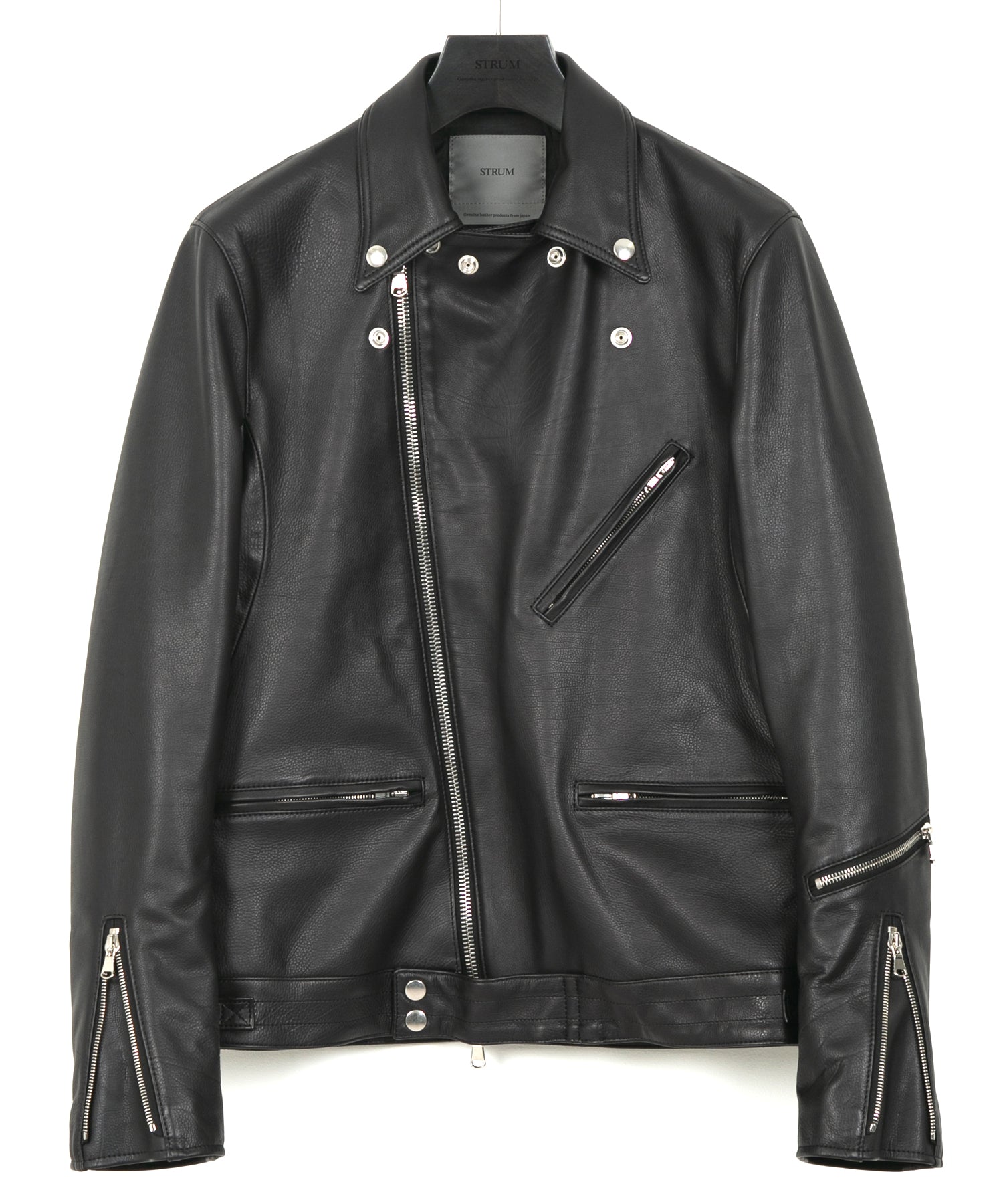 オイルカーフ SPEEDER ダブルライダースジャケット - BLACK – STRUM