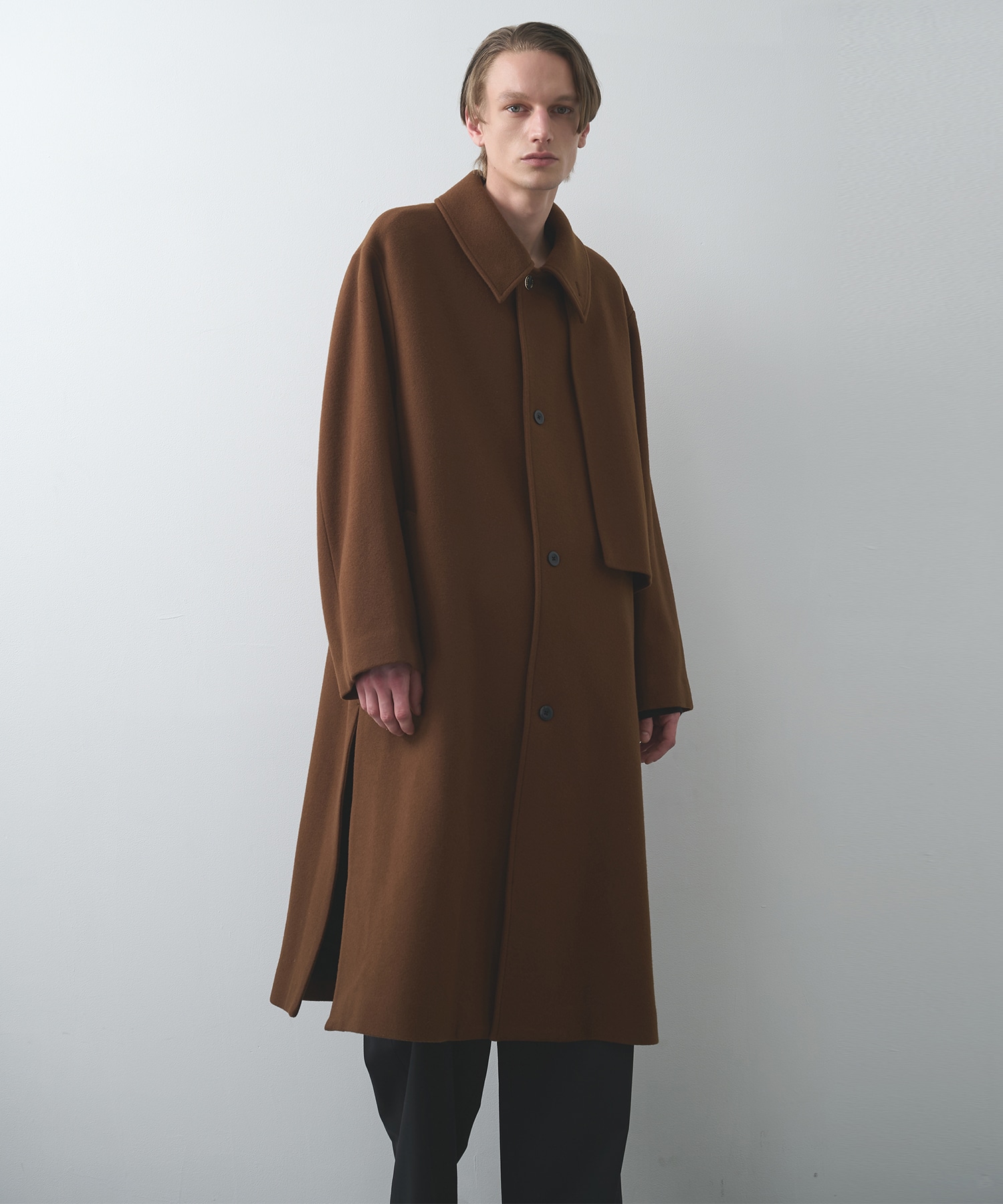 Lamb Wool Melton Layerd Long Coat｜CULLNI
