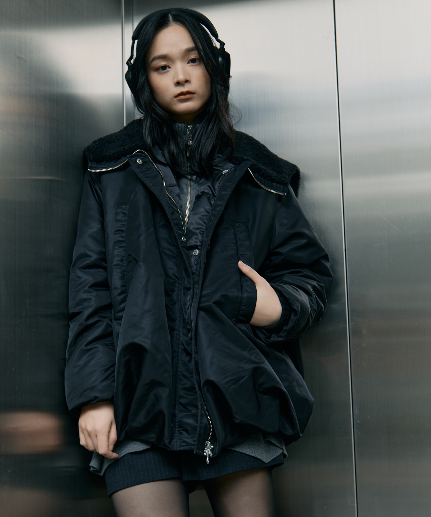 WEB限定復刻】別注BALLOON DESIGN HOODED N3B(1 BLACK): CLANE: WOMENS